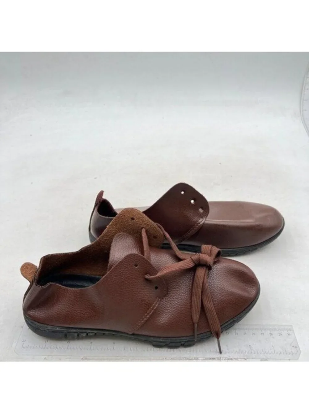 Men's Comfort Lace-Up Platform Oxford Shoes Round Toe Brown